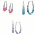 Elegant Dual Tone Gradient Glitter Hoop Earrings by DailySale