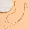 Elegant Simple Double Layer Choker Necklace with Heart Pendant by DailySale