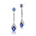 Elegant Sterling Silver Simulated with Rhodium Plated Sapphire Drop Earrings by DailySale