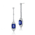 Elegant Sterling Silver Simulated with Rhodium Plated Sapphire Drop Earrings by DailySale