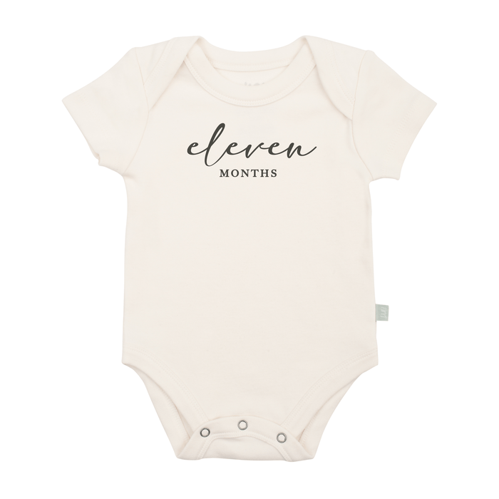 graphic bodysuit | eleven months milestone charcoal by Finn + Emma