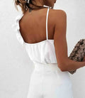 Eliza Frilled Spaghetti Strap Tank - White by Boutique 23