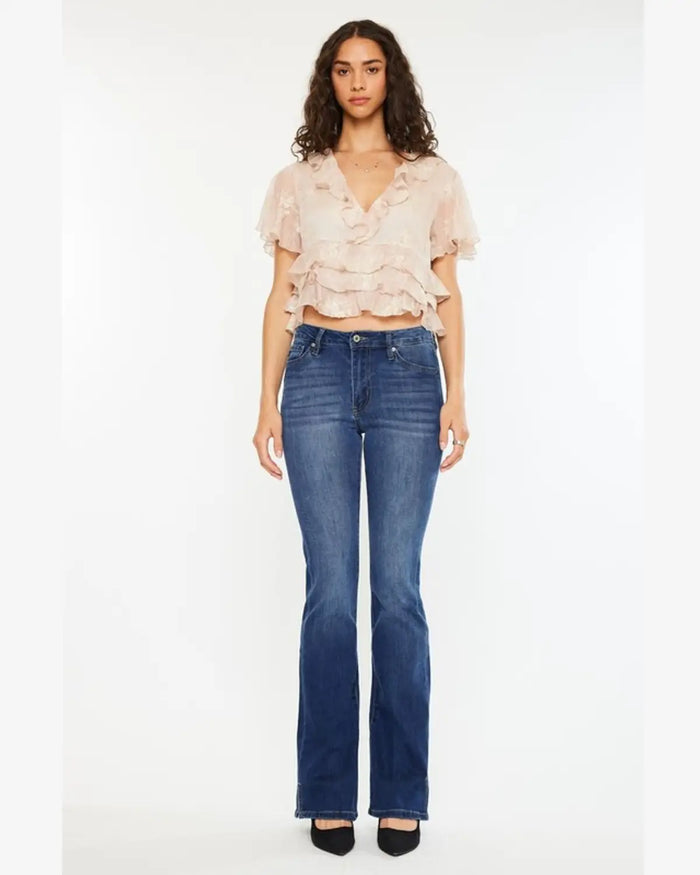 Eliza High Rise Slit Bootcut Jeans by Boutique 23