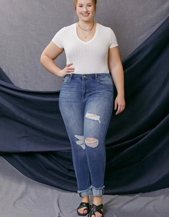 Elvis Curvy High Rise Ankle Skinny Jeans - Medium by Boutique 23