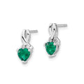 Emerald and Diamond Heart Earrings Sterling Silver by Fine Color Jewels