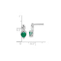 Emerald and Diamond Heart Earrings Sterling Silver by Fine Color Jewels