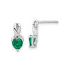 Emerald and Diamond Heart Earrings Sterling Silver