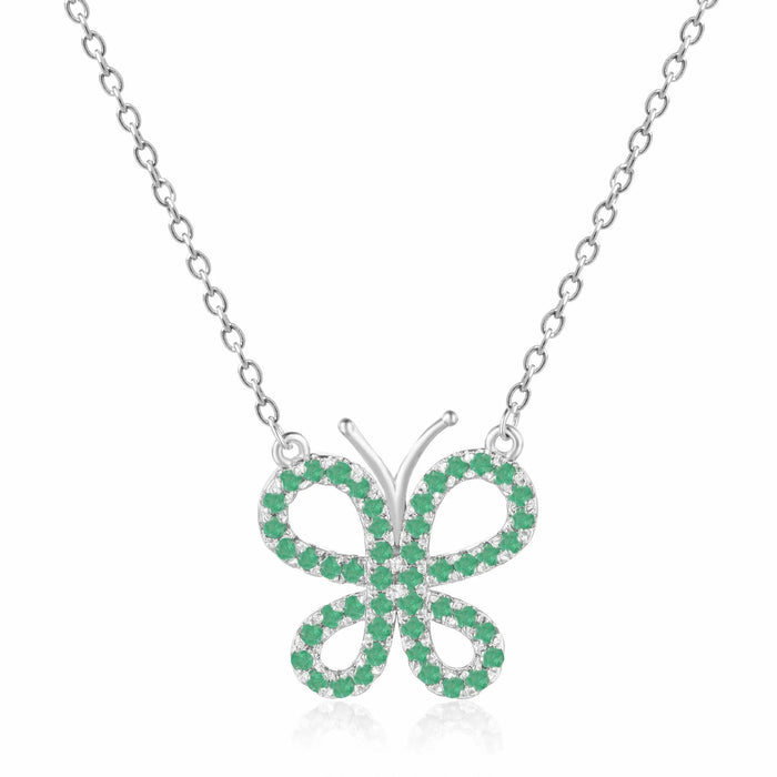Emerald Butterfly Necklace by Fine Color Jewels