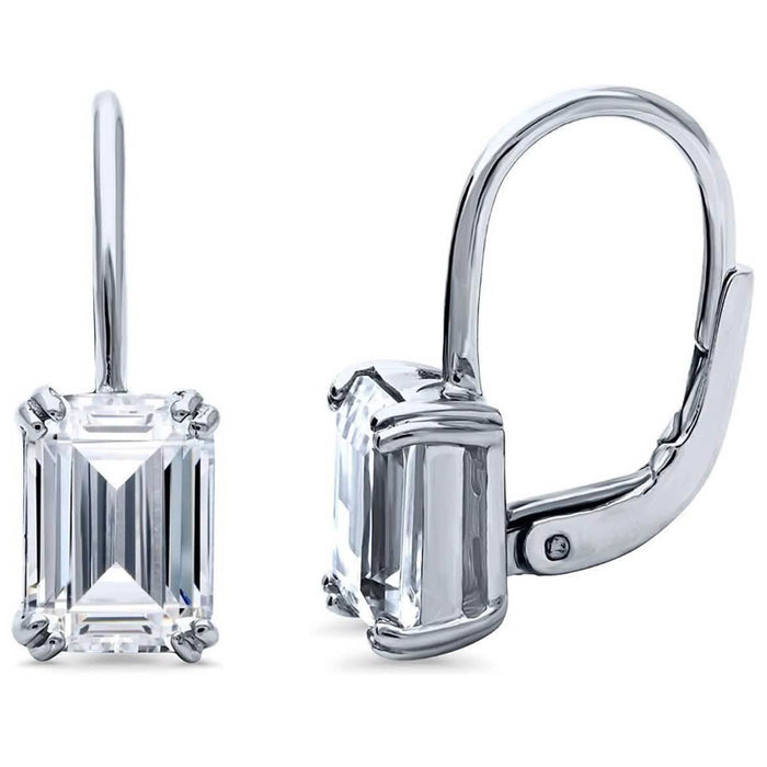 Emerald Cut Crystal Leverback Earrings by DailySale