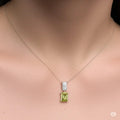Emerald Cut Lemon Quartz Pendant Necklace by Fine Color Jewels