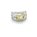 Emerald Cut Lemon Quartz Silver Filigree Ring by Fine Color Jewels