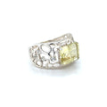 Emerald Cut Lemon Quartz Silver Filigree Ring by Fine Color Jewels