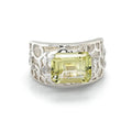 Emerald Cut Lemon Quartz Silver Filigree Ring by Fine Color Jewels