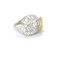 Emerald Cut Lemon Quartz Silver Filigree Ring by Fine Color Jewels
