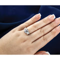 Emerald-Cut White Lab-Grown Diamond Prong 14K White Gold Three Stone Ring by Fine Color Jewels
