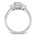Emerald-Cut White Lab-Grown Diamond Prong 14K White Gold Three Stone Ring by Fine Color Jewels