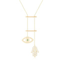Emerald Evil Eye and Hamsa Necklace by Fine Color Jewels