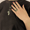 Emerald Evil Eye and Hamsa Necklace by Fine Color Jewels