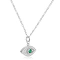 Emerald Evil Eye Necklace by Fine Color Jewels