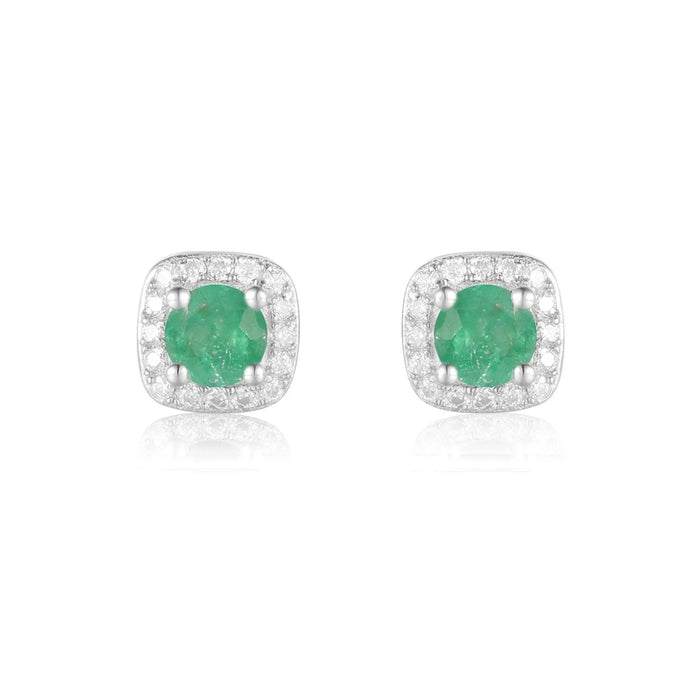Emerald Halo Earrings by Fine Color Jewels