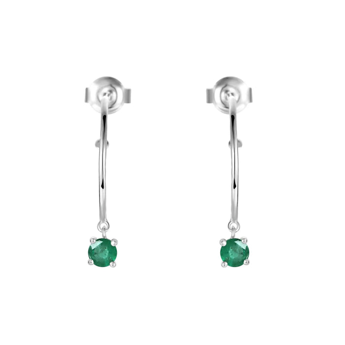 Emerald Open Hoop Earrings by Fine Color Jewels