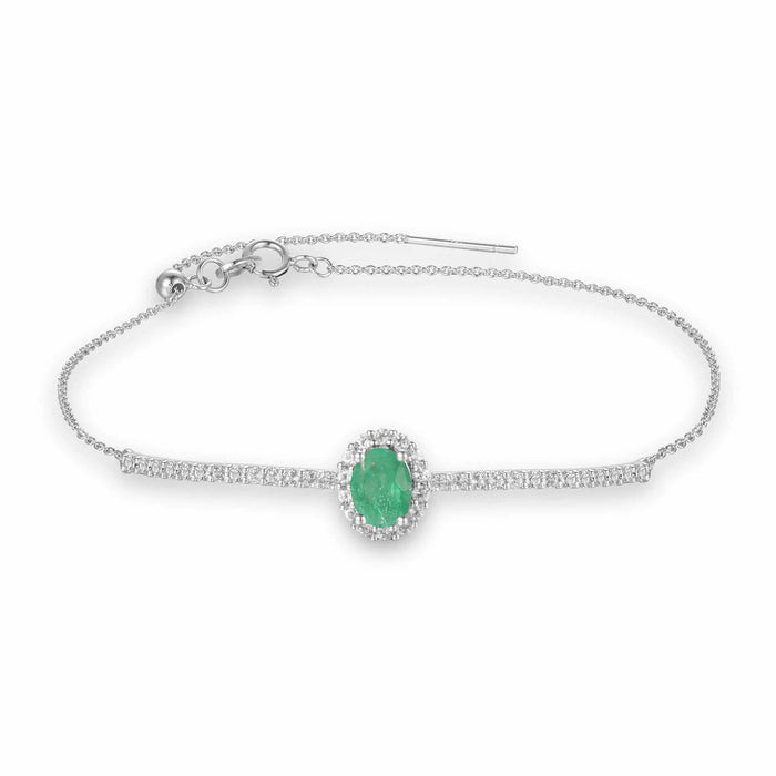 Emerald Tennis Halo Bracelet by Fine Color Jewels