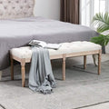End of Bed Bench Upholstered Entryway Bench French Benchwith Rubberwood Legs by DailySale