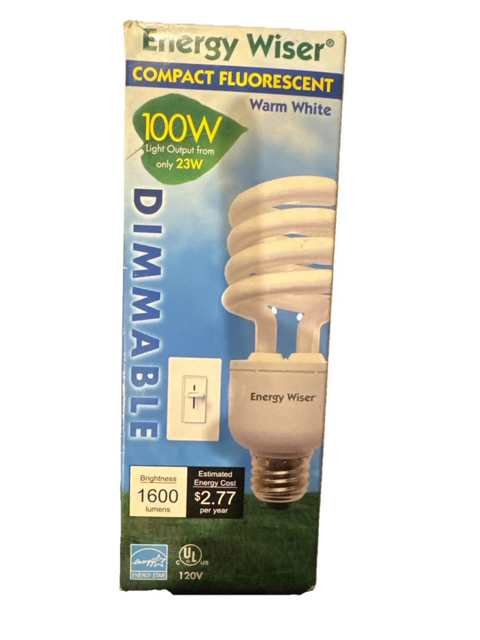 Energy Wiser 23W Dimmable CFL Bulb 100W Eq 1600lm Warm White Spiral E26 by Price Is Right Miami