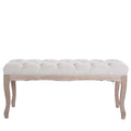 Entryway Wooden Bench, Upholstered Fabric Footstool by DailySale