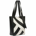 Calvin Klein Karsyn White Black Nappa Leather Stud Belted North/South Tote by Vanessa Jane