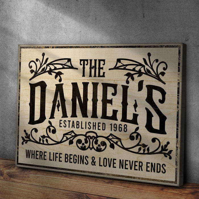 Established Last Name Sign V by Tailored Canvases