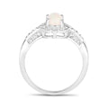 Ethiopian Opal Halo Pave Silver Ring by Fine Color Jewels