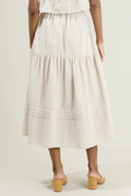 Everlanes Striped Flores Midi Skirt - Tan/White by Boutique 23