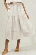 Everlanes Striped Flores Midi Skirt - Tan/White by Boutique 23