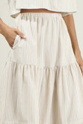 Everlanes Striped Flores Midi Skirt - Tan/White by Boutique 23