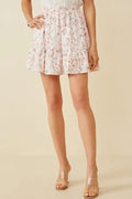 Eyelet Embroidered Floral Elastic Waist Skirt - Pink by Boutique 23