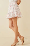 Eyelet Embroidered Floral Elastic Waist Skirt - Pink by Boutique 23