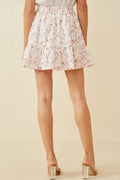 Eyelet Embroidered Floral Elastic Waist Skirt - Pink by Boutique 23