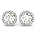 14k White Gold Round Prong Halo Style Earrings (1 cttw) by Bids.com