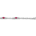 14k White Gold Diamond and Oval Ruby Heart Design 7 inch Bracelet by Fine Color Jewels
