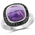 5.25 Carat Genuine Amethyst & Black Spinel .925 Sterling Silver Ring by Bids.com
