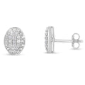 Sterling Silver Round Diamond Oval Cluster Earrings (1/2 cttw, I-J Color, I2-I3 Clarity) by Bids.com