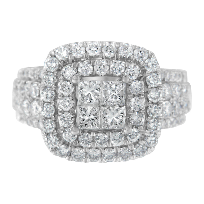 14KT White Gold Round and Princess Diamond Ring (2 1/4 cttw, H-I Color, SI1-SI2 Clarity) by Bids.com