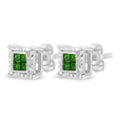 Sterling Silver Color Treated Princess Diamond Quad Stud Earring (1/2 cttw, Green Color, I1-I2 Clarity) by Bids.com