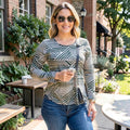 JM Collection Geometric Striped Top, Size XL by Vanessa Jane