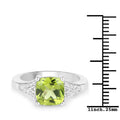 2.27 Carat Genuine Peridot and White Zircon .925 Sterling Silver Ring by Bids.com