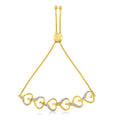10K Yellow Gold over .925 Sterling Silver Diamond Accented Open Hearts 6â€-9â€ Adjustable Chain Bolo Bracelet by Bids.com