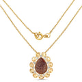 14K Yellow Gold Plated 5.14 Carat Genuine Red Droozi and Citrine .925 Sterling Silver Pendant by Bids.com