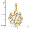 14K Yellow Gold Four Leaf Clover Charm Pendant by Fine Color Jewels