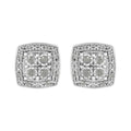 .925 Sterling Silver 1/4 cttw Round Cut Diamond Square Shape Milgrain Stud Earrings (I-J Color, I3 Clarity) by Bids.com